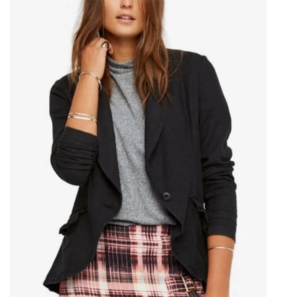 Free People Black Blazer